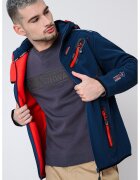 Geographical Norway Jacheta cu buzunare si logo Royaute - Rosu/Negru/Albastru petrol