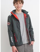 Geographical Norway Jacheta cu fermoar si gluga Royaute - Rosu/Gri inchis