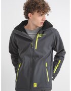 Geographical Norway Jacheta cu finisaj rezistent la apa cu gluga detasabila Ritchone - Verde lime/Gri inchis