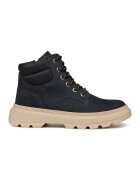 Geox Bocanci din piele nabuc - Crem/Bleumarin