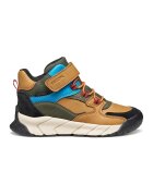 Geox Botine cu garnituri de piele intoarsa si velcro - Caramel/Albastru deschis/Verde feriga