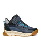 Geox Botine cu garnituri de piele intoarsa si velcro - Negru/Albastru inchis