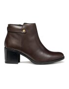 Geox Botine de piele cu toc masiv - Maro inchis