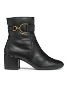Geox Botine din piele cu toc masiv - Negru/Roz pastel