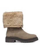 Geox Cizme mid-calf de piele cu garnituri de blana sintetica - Maro taupe