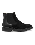 Geox Ghete Chelsea de piele si piele intoarsa - Negru