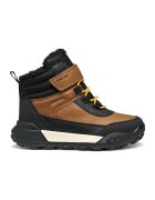 Geox Ghete de piele ecologica cu insertii textile - Negru/Caramel