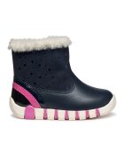 Geox Ghete din piele ecologica - Fucsia/Bleumarin