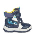 Geox Ghete din piele ecologica si material textil - Alb/Galben/Bleumarin
