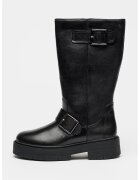 Geox Ghete medii din piele cu catarame decorative - Negru