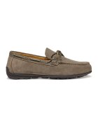 Geox Pantofi boat de piele intoarsa - Maro taupe/Caramel