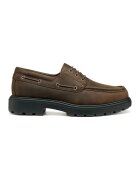 Geox Pantofi boat de piele nabuc - Maro taupe