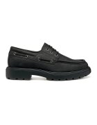 Geox Pantofi boat de piele nabuc - Negru