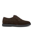 Geox Pantofi brogue din piele intoarsa cu perforatii - Maro inchis