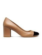 Geox Pantofi de piele cu toc masiv - Negru/Caramel