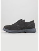 Geox Pantofi derby de piele intoarsa - Gri inchis