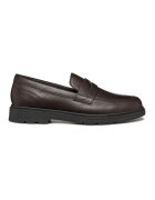 Geox Pantofi loafer din piele cu model uni - Maro inchis