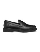 Geox Pantofi loafer din piele cu model uni - Negru