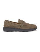 Geox Pantofi loafer uni de piele intoarsa - Grej