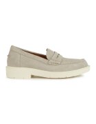 Geox Pantofi loafer uni de piele intoarsa - Gri deschis