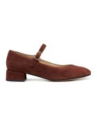 Geox Pantofi Mary Jane de piele intoarsa - Maro cognac