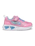 Geox Pantofi sport Assister cu velcro si led-uri - Albastru prafuit/Alb murdar/Roz prafuit