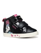 Geox Pantofi sport cu garnituri din piele intoarsa si detaliu cu Minnie Mouse - Negru/Alb murdar/Roz
