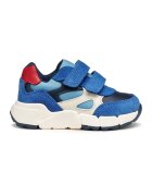 Geox Pantofi sport cu model colorblock - inchidere velcro si garnituri din piele intoarsa - Alb/Albastru royal