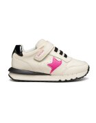 Geox Pantofi sport cu velcro de piele ecologica si insertii de plasa - Negru/Bej/Roz