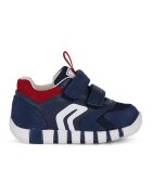 Geox Pantofi sport cu velcro - model colorblock si garnituri din piele intoarsa - Rosu inchis/Bleumarin