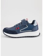 Geox Pantofi sport cu velcro si detalii de piele intoarsa - Rosu inchis/Bleumarin