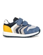 Geox Pantofi sport cu velcro si garnituri din piele intoarsa - Galben/Albastru