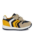 Geox Pantofi sport cu velcro si garnituri din piele intoarsa - Galben/Maro taupe deschis