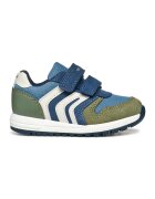 Geox Pantofi sport cu velcro si garnituri din piele intoarsa - Kaki/Albastru
