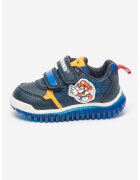 Geox Pantofi sport cu velcro si imprimeu cu desene Lightyloo - Albastru inchis/Portocaliu persan/Alb optic