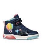 Geox Pantofi sport cu velcro si LED-uri - Albastru inchis/Roz