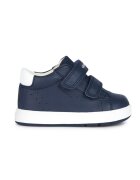 Geox Pantofi sport de piele cu insertii de piele intoarsa si velcro - Bleumarin
