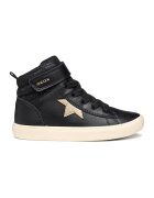 Geox Pantofi sport de piele ecologica cu velcro - Auriu/Negru