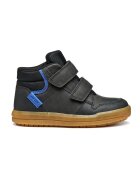 Geox Pantofi sport de piele ecologica cu velcro - Negru stins/Albastru royal