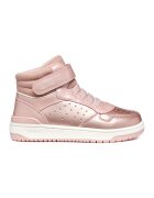 Geox Pantofi sport de piele ecologica cu velcro - Roz pastel/Auriu rose