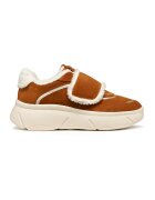 Geox Pantofi sport de piele intoarsa cu detalii din teddy - Maro scortisoara
