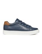 Geox Pantofi sport de piele si material textil - Maro/Bleumarin