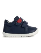 Geox Pantofi sport de piele si piele ecologica cu velcro - Rosu/Bleumarin