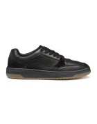 Geox Pantofi sport de piele si piele intoarsa cu talpa plata si insertii textile - Negru