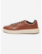 Geox Pantofi sport de piele Zackerty - Maro cognac/Alb murdar