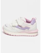 Geox Pantofi sport din piele ecologica cu inchidere velcro - Alb/Lila