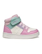 Geox Pantofi sport din piele ecologica cu inchidere velcro - Alb murdar/Roz