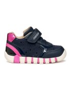 Geox Pantofi sport din piele ecologica cu inchidere velcro Iupidoo - Fucsia/Bleumarin