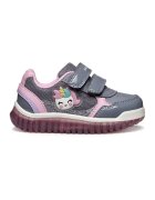 Geox Pantofi sport din piele ecologica cu model grafic si inchidere velcro - Gri/Roz