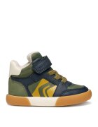 Geox Pantofi sport din piele ecologica si material textil cu inchidere velcro - Verde masliniu/Bleumarin